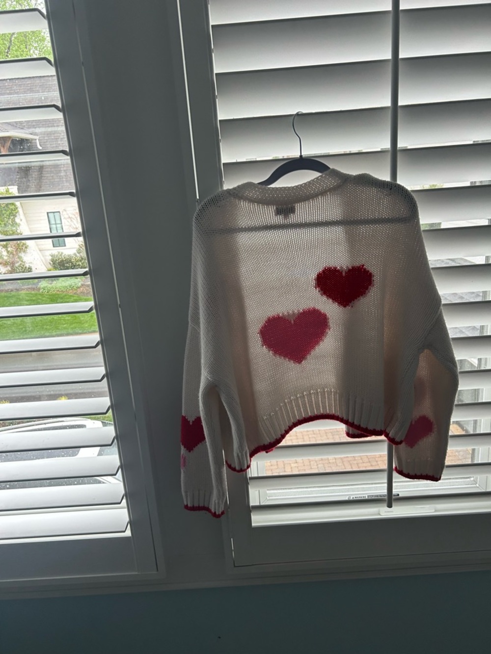 White Heart-Print Knit Sweater - Women's